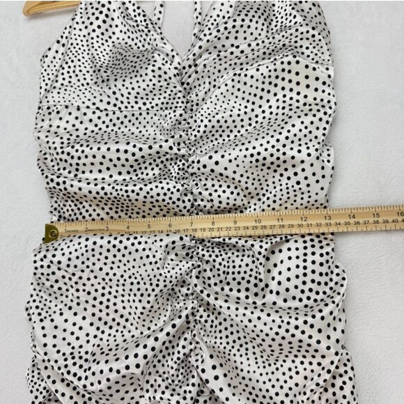 Jessica McClintock Vintage Satin Mermaid Dress Polka Dot Halter Gown Maxi Glam‎ - Picture 16 of 16